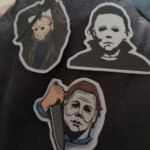 Horror Movie Character Stickers - Black and Blue